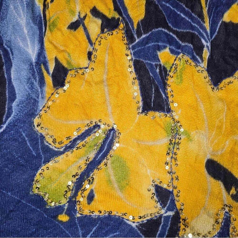 Anthropologie Lotte Erfurt Hjorth Limited Edition Blue Gold Sequin Scarf - Picture 4 of 7